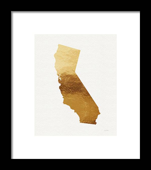California Framed Print featuring the mixed media California Gold- Art by Linda Woods by Linda Woods