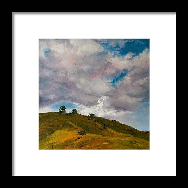Sky Framed Print featuring the painting California hills by Rick Nederlof