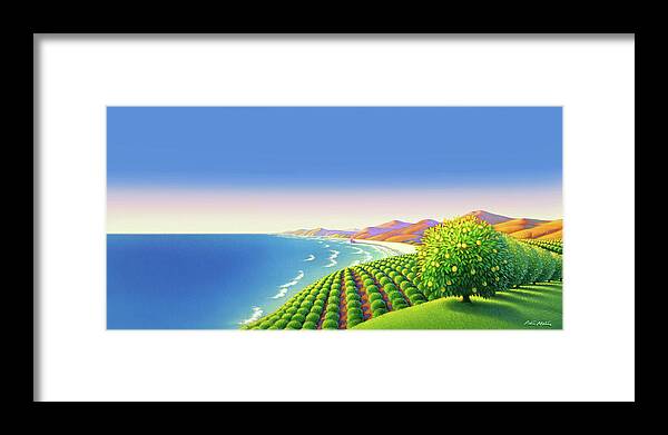 Lemon Orchard Framed Print featuring the painting Lemon Orchard Panorama by Robin Moline