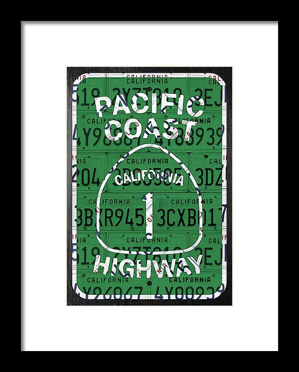 California Route 1 Pacific Coast Highway Sign Recycled Vintage License  Plate Art Framed Print by Design Turnpike - Instaprints