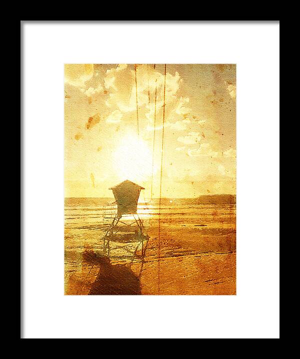 California Framed Print featuring the digital art Californian Lifeguard Cabin by Andrea Barbieri
