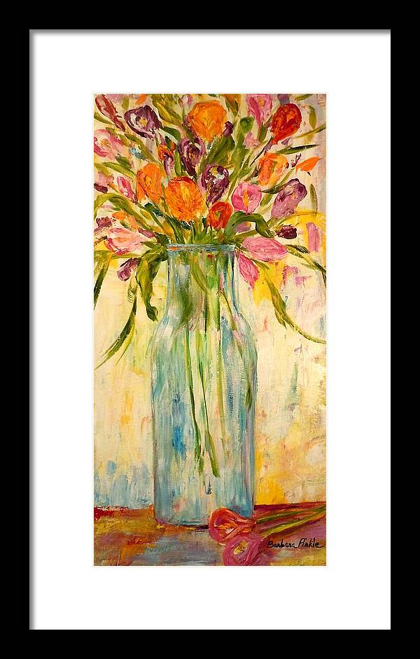 Color Framed Print featuring the painting Calla Lilies by Barbara Pirkle