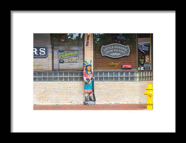 Calle Ocho Framed Print featuring the photograph Calle Ocho Cigar Indian by Dart Humeston