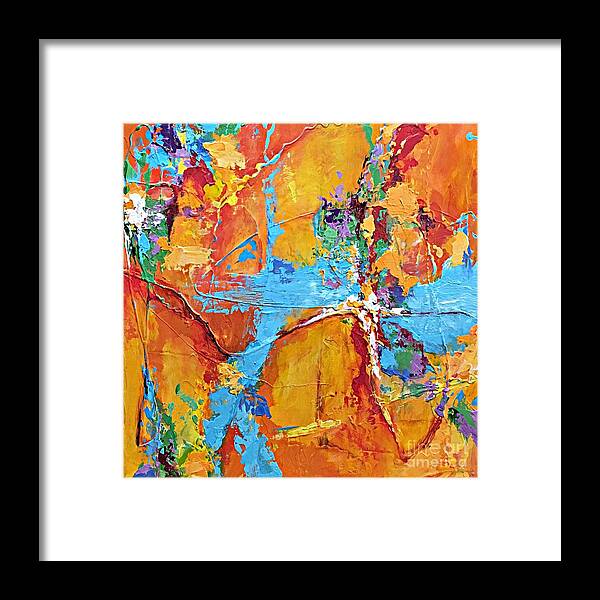 Abstract Art Framed Print featuring the painting Calling All Angels by Mary Mirabal