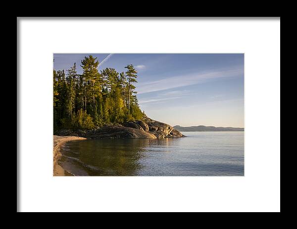 Lake Superior Provincial Park Framed Print featuring the photograph Calm Seas Film Grain Look by Steve L'Italien