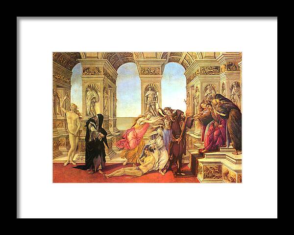 Sandro Botticelli Framed Print featuring the painting Calumny of Apelles by Sandro Botticelli
