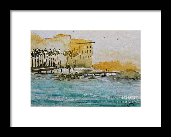 Ocean Framed Print featuring the painting Camana Bay Sunset by Jerome Wilson