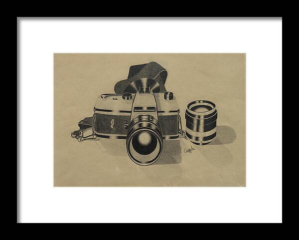 Camera Framed Print featuring the drawing Camera by Gregory Lee