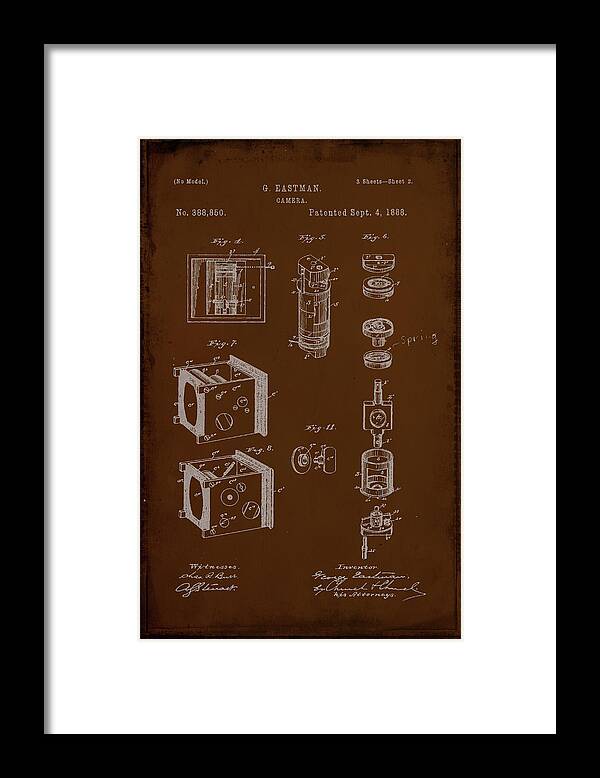 Patent Framed Print featuring the mixed media Camera Patent Drawing 2e by Brian Reaves