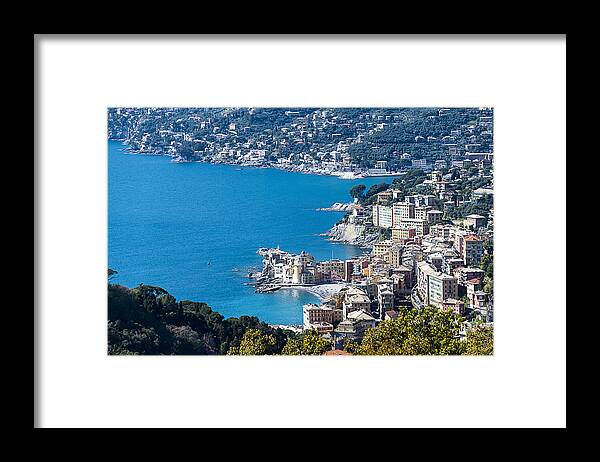 Camogli Framed Print featuring the photograph Camogli And Paradise Coast From Portofino Mount View by Enrico Pelos