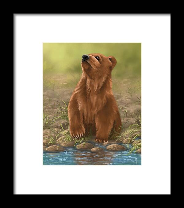 Bear Framed Print featuring the painting Can I dive? by Veronica Minozzi