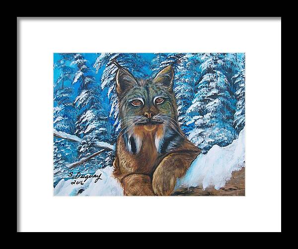 Orange Framed Print featuring the painting Canadian Lynx by Sharon Duguay