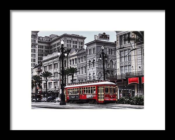 Nola Framed Print featuring the photograph Canal Street Trolley by Tammy Wetzel