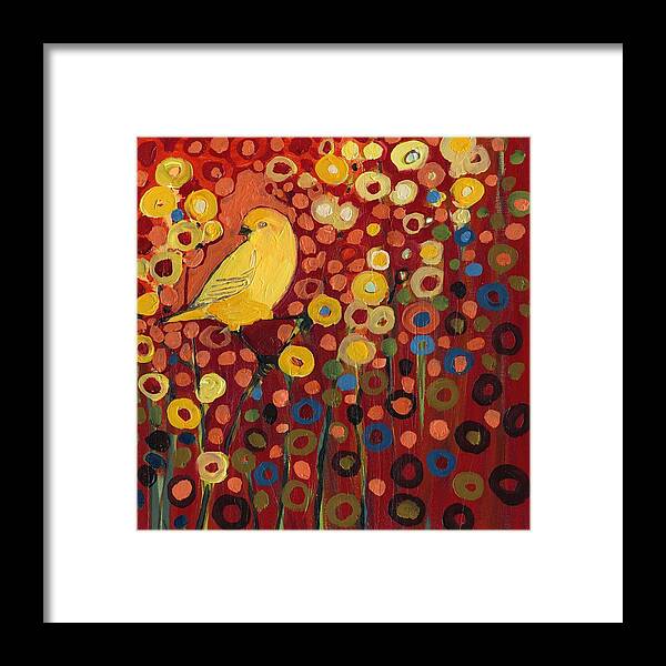 Canary Framed Print featuring the painting Canary in Red by Jennifer Lommers