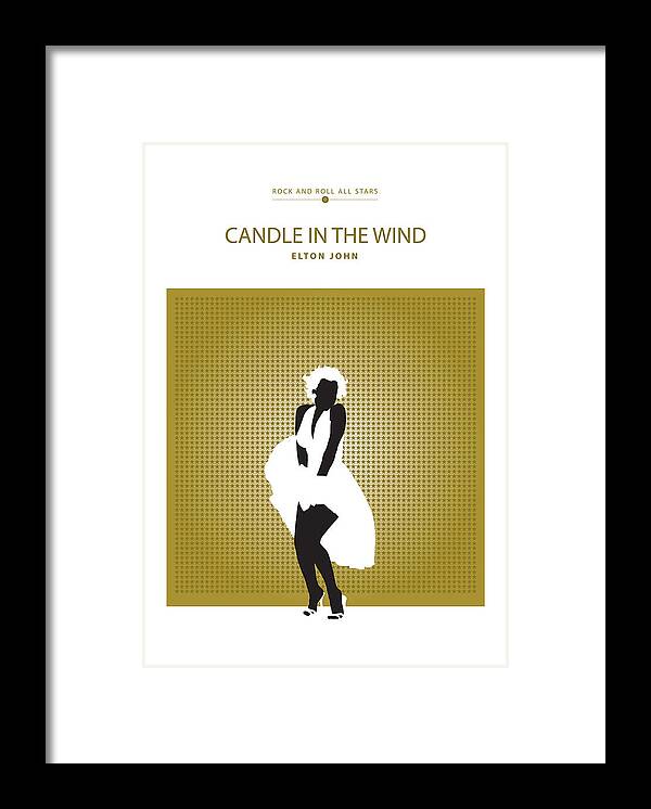 Rock And Roll All Stars Poster Framed Print featuring the digital art Candle In The Wind -- Elton John by David Davies