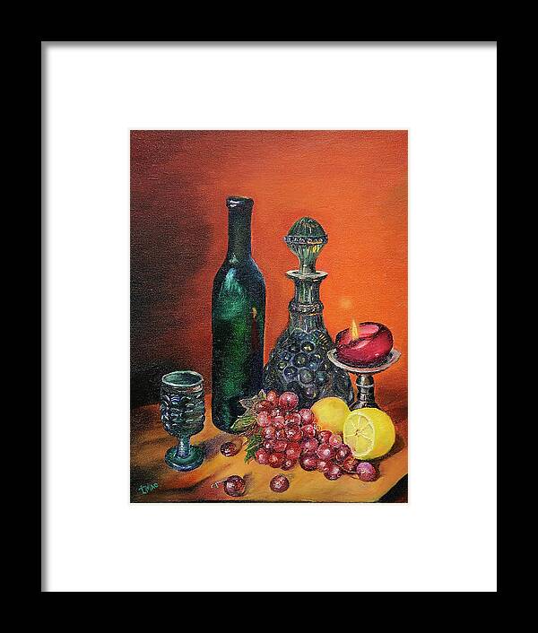 Still Life Framed Print featuring the painting Candlelight Decanter by Terry R MacDonald