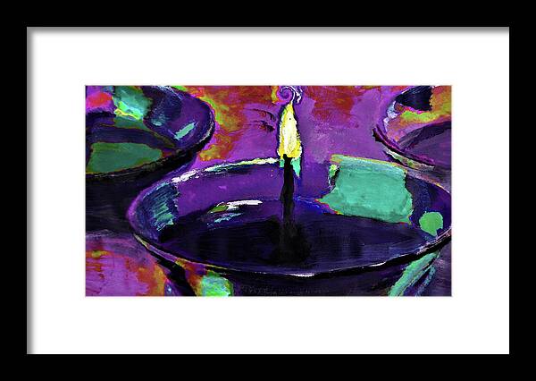 Candlelight Framed Print featuring the digital art Candlelight In Plum And Mint By Lisa Kaiser by Lisa Kaiser