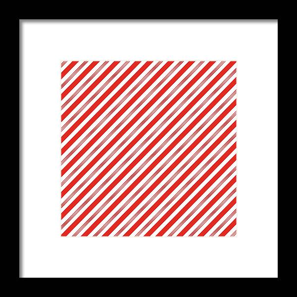 Christmas Framed Print featuring the digital art Candy Canes Stripes- Art by Linda Woods by Linda Woods