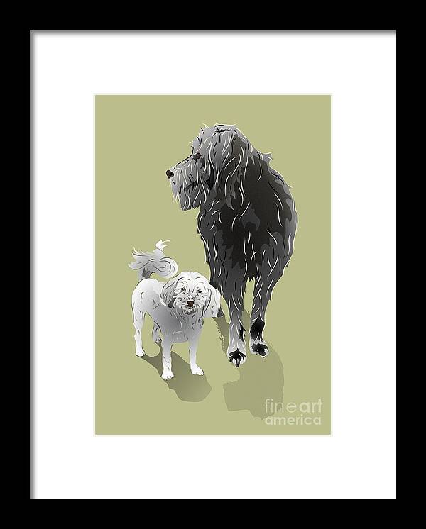 Graphic Dog Framed Print featuring the digital art Canine Friendship by MM Anderson