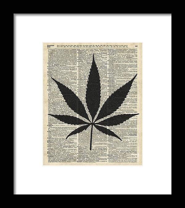 Cannabis Framed Print featuring the digital art Cannabis Plant Stencil by Anna W