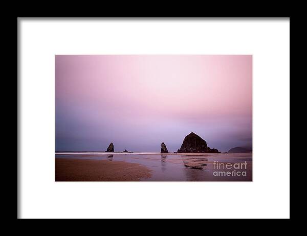 Nature Framed Print featuring the photograph Cannon beach in the early morning blue light by Paul Quinn