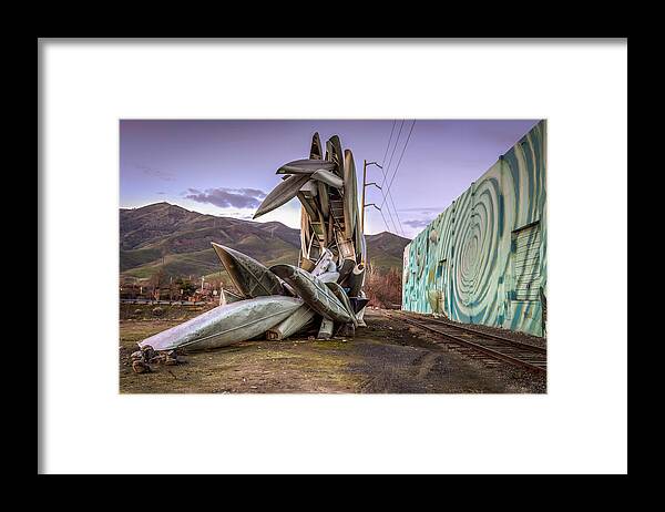 Lewiston Framed Print featuring the photograph Canoe Art and a Purple Sky by Brad Stinson