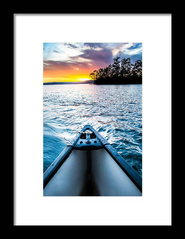 Tropical Sunset Framed Print featuring the photograph Canoeing in Paradise by Parker Cunningham