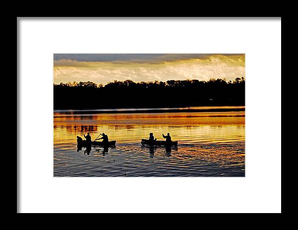 Sunset Framed Print featuring the photograph Canoes on the Potomac River by Bill Jonscher