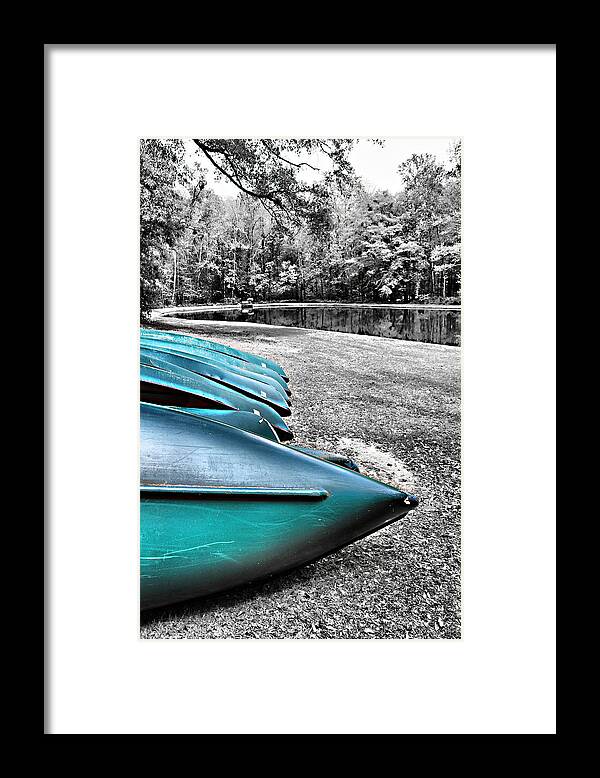 Water Framed Print featuring the photograph Canoes on the Waterfront by Greg Sharpe