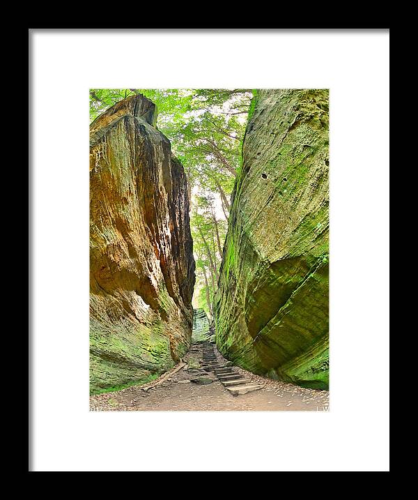 Cantwell Cliffs Trail Hocking Hills Ohio Framed Print featuring the photograph Cantwell Cliffs Trail Hocking Hills Ohio by Lisa Wooten