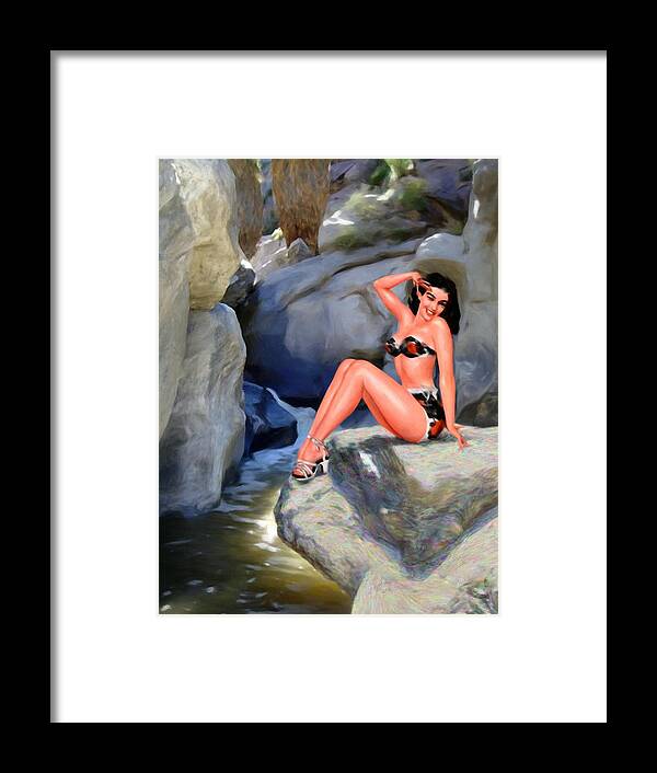 Landscape Framed Print featuring the digital art Canyon Girl by Snake Jagger