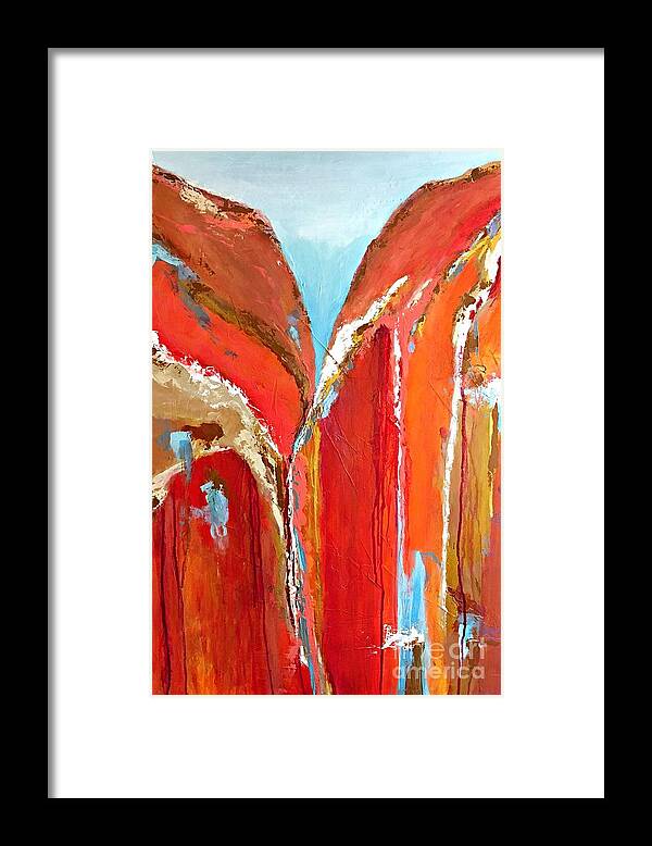 Abstract Art Framed Print featuring the painting Canyon Reverie by Mary Mirabal