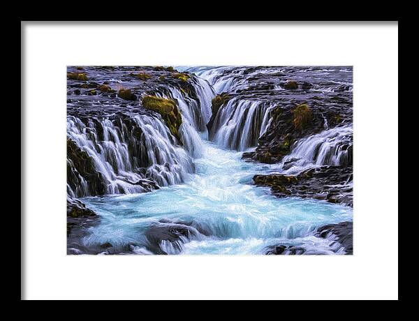 Iceland Framed Print featuring the digital art Canyon Waters IV by Jon Glaser