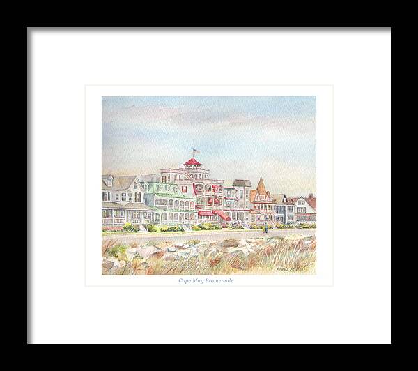 Cape May Framed Print featuring the painting Cape May Promenade, Jersey Shore by Pamela Parsons