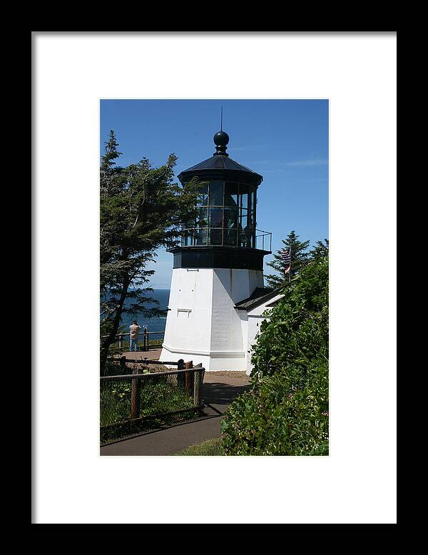 Lighthouse Framed Print featuring the photograph Cape Meares Lighthouse LI 100 by Mary Gaines