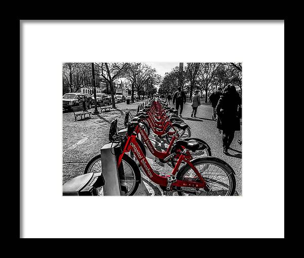 Colorsplash Framed Print featuring the photograph Capital Bikeshare by Chris Montcalmo