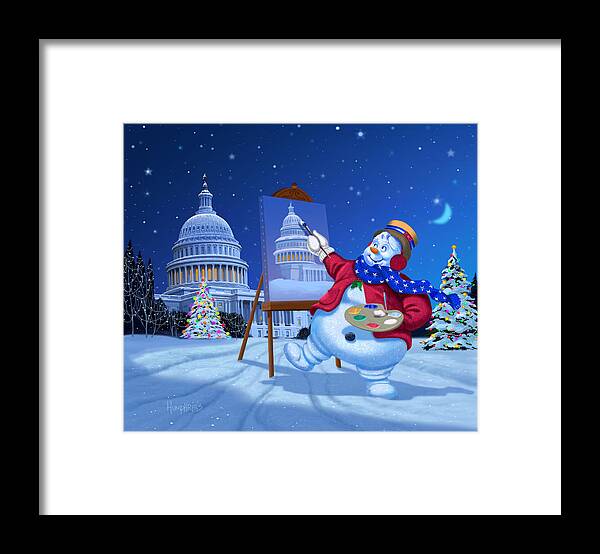 Michael Humphries Framed Print featuring the painting Capitol Christmas by Michael Humphries