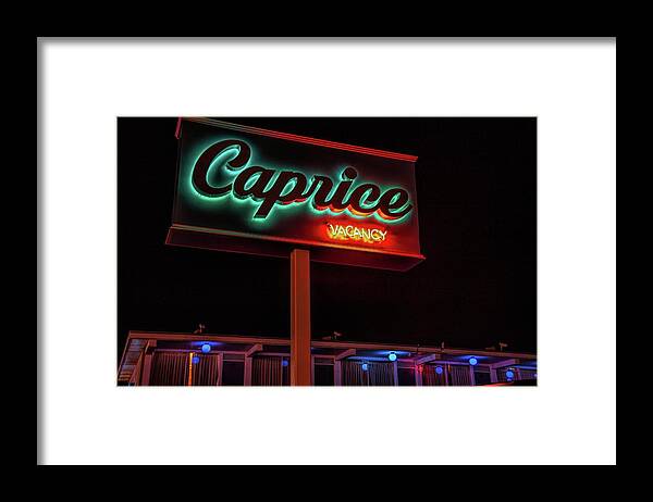 Caprice Motel Framed Print featuring the photograph Caprice Hotel Wildwood by Kristia Adams