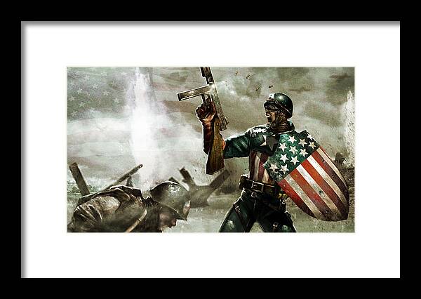 Captain America Framed Print featuring the digital art Captain America by Maye Loeser