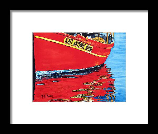 Greek Boat Framed Print featuring the painting Captain Andonis by Maria Barry
