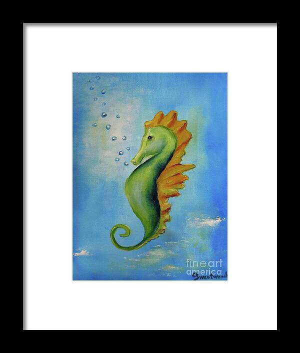 Seahorse Framed Print featuring the painting Captain Bubbles by Carol Sweetwood