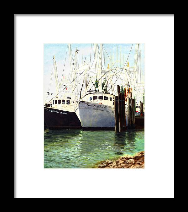 Fine Art Framed Print featuring the painting Captains Smith Morehead City North Carolina Original Fine Art Oil Painting by G Linsenmayer