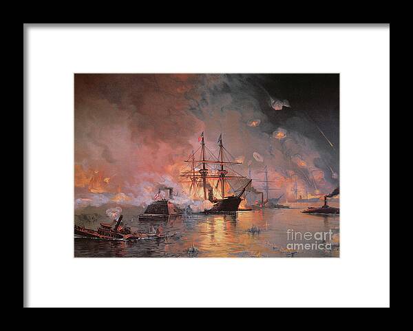Capture Of New Orleans By Union Flag Officer David G. Farragut Framed Print featuring the painting Capture of New Orleans by Union Flag Officer David G Farragut by Julian Oliver Davidson
