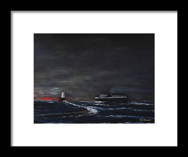 Badger Framed Print featuring the painting Car Ferry Badger November Crossing by Dick Bourgault