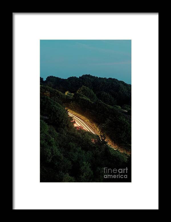 Clayton Framed Print featuring the photograph Car Lights on country road by Clayton Bastiani