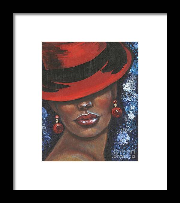 Woman Framed Print featuring the painting Carbaret Red by Alga Washington