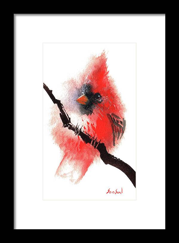 Cardinal Framed Print featuring the painting Cardinal by Sean Seal