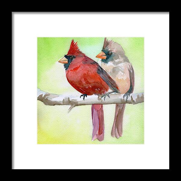 Bird Framed Print featuring the painting Cardinals by Sean Parnell