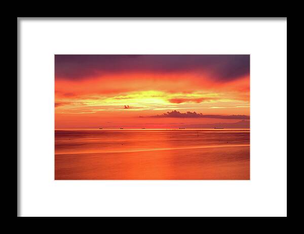 Sunset Framed Print featuring the photograph Cargo Line by Nicole Lloyd