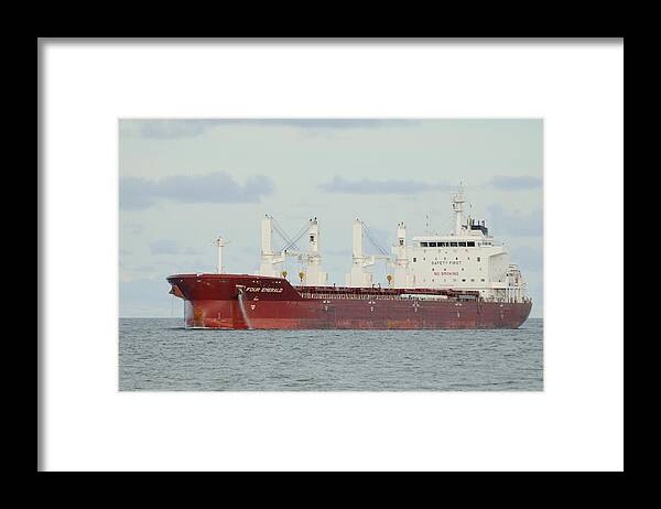 Freighter Framed Print featuring the photograph Cargo Ship Four Emerald by Bradford Martin